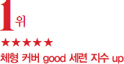 1위, 체형 커버 good 세련 지수 up, 점수는 5점중 5점