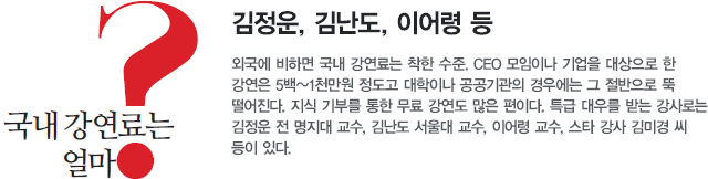 국내 강연료는 얼마?. 아래 내용 참고