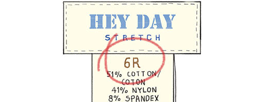 HEY DAY STRETCH : 6R - 51% COTTON/COTON 41! NYLON 8% SPANDEX