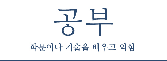 공부 : 학문이나 기술을 배우고 익힘